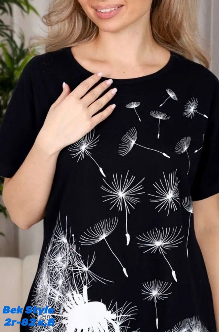 туника с одуванчиками,женская туника,туника натали,туника домашняя senera одуванчик,туника хлопок