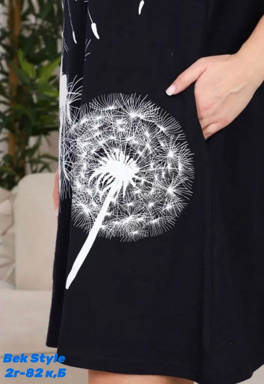 туника с одуванчиками,женская туника,туника натали,туника домашняя senera одуванчик,туника хлопок