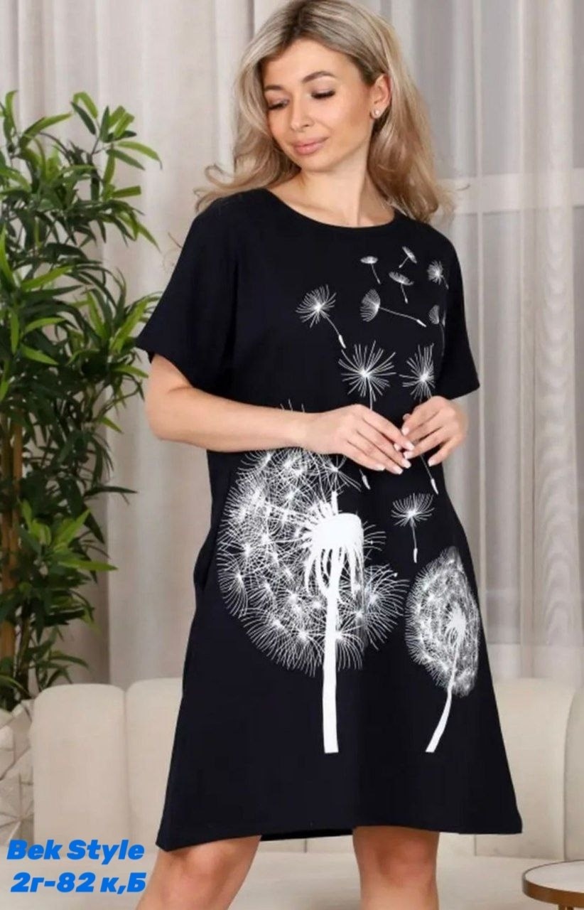 туника с одуванчиками,женская туника,туника натали,туника домашняя senera одуванчик,туника хлопок