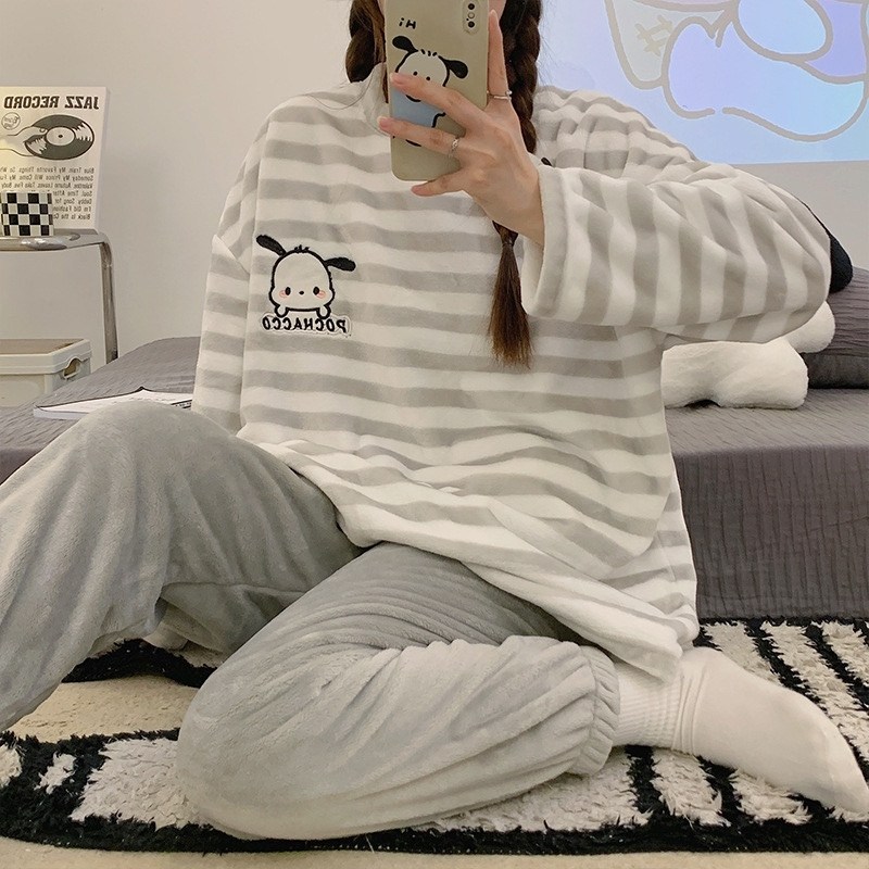 зимняя пижама,пижама теплая,пижама с санрио,пижама с длинными рукавами,теплая пижама домашняя