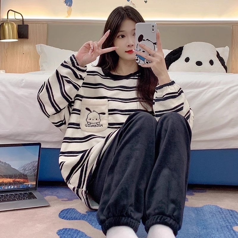 зимняя пижама,пижама теплая,пижама с санрио,пижама с длинными рукавами,теплая пижама домашняя