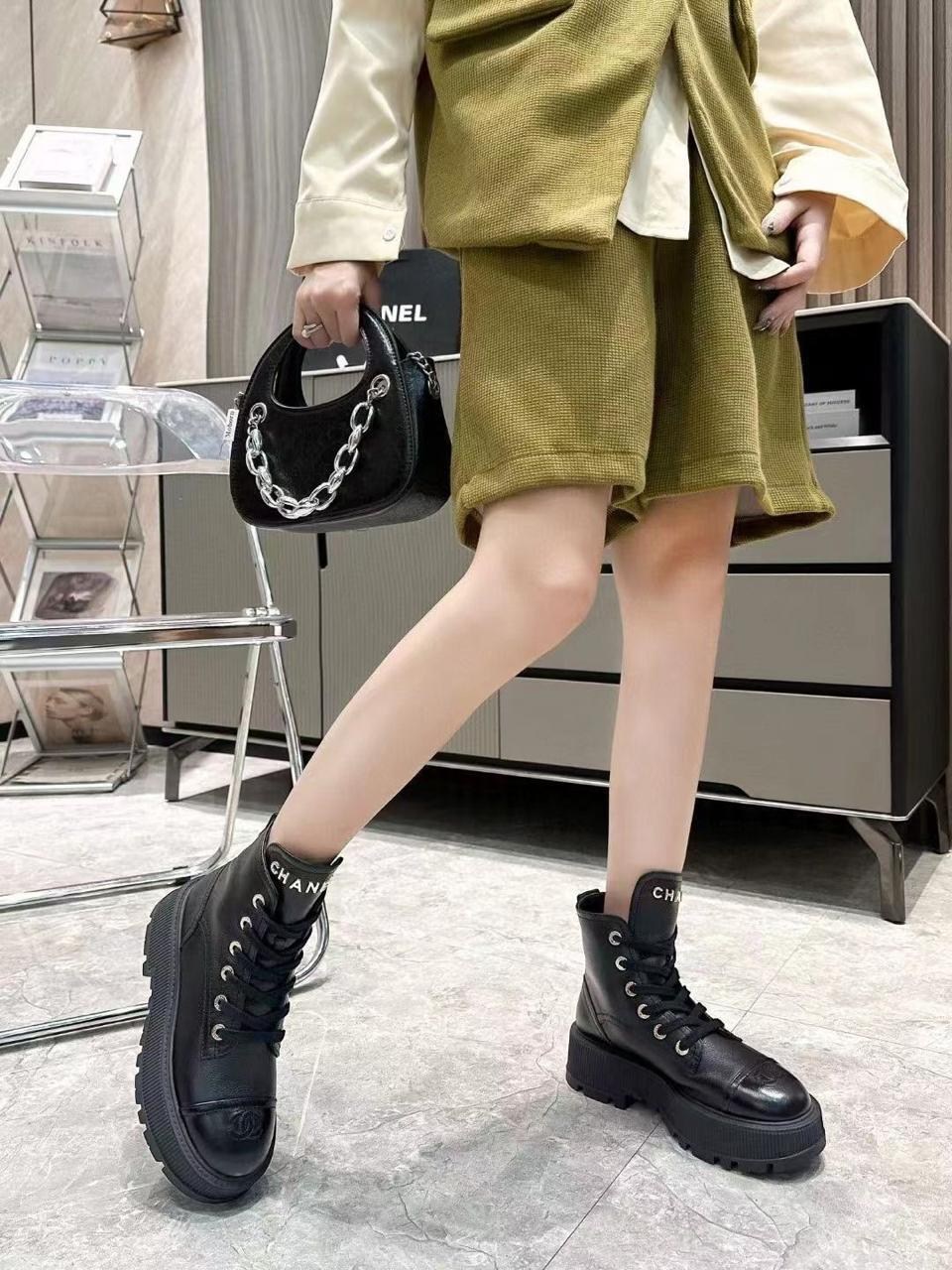 ,модная женская ,ботинки женские,женские кожаные ботинки,ботинки chanel