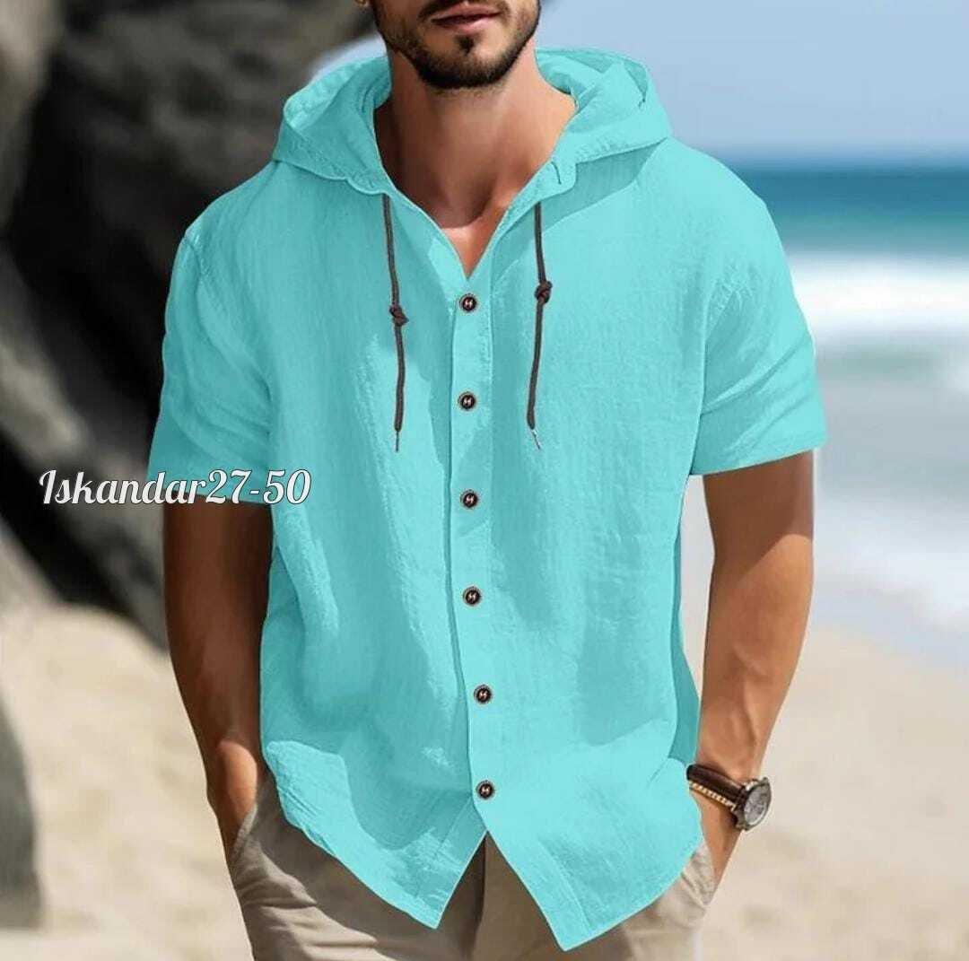 рубашка с капюшоном,повседневная рубашка,рубашка с капюшоном мужская,рубашка мужская льняная,рубашка мужская