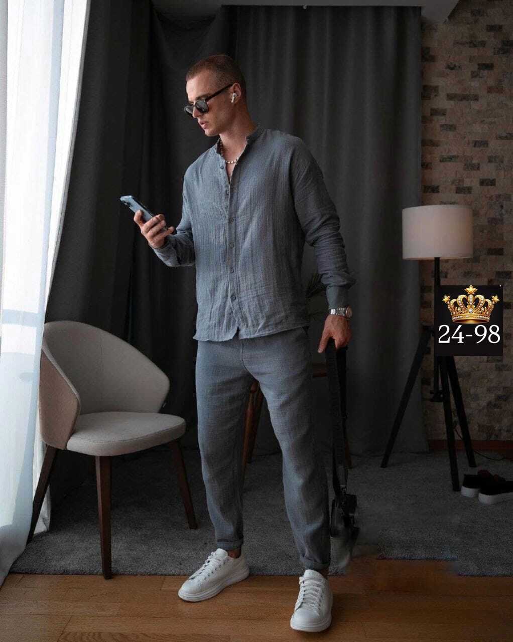 мужской повседневный костюм,повседневный костюм,костюм с рубашкой,комплект рубашка и брюки,костюм двойка мужской