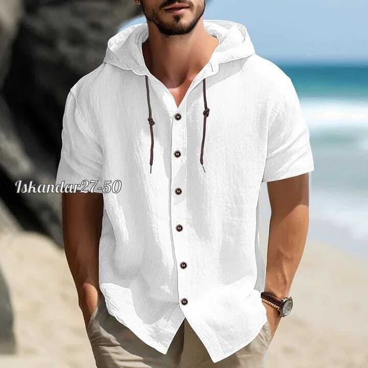 рубашка с капюшоном,повседневная рубашка,рубашка с капюшоном мужская,рубашка мужская льняная,рубашка мужская