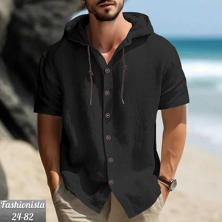 рубашка лен с капюшоном мужская,мужская хлопковая рубашка,рубашка мужская с капюшоном,рубашка с капюшоном,рубашка мужская с короткими рукавами