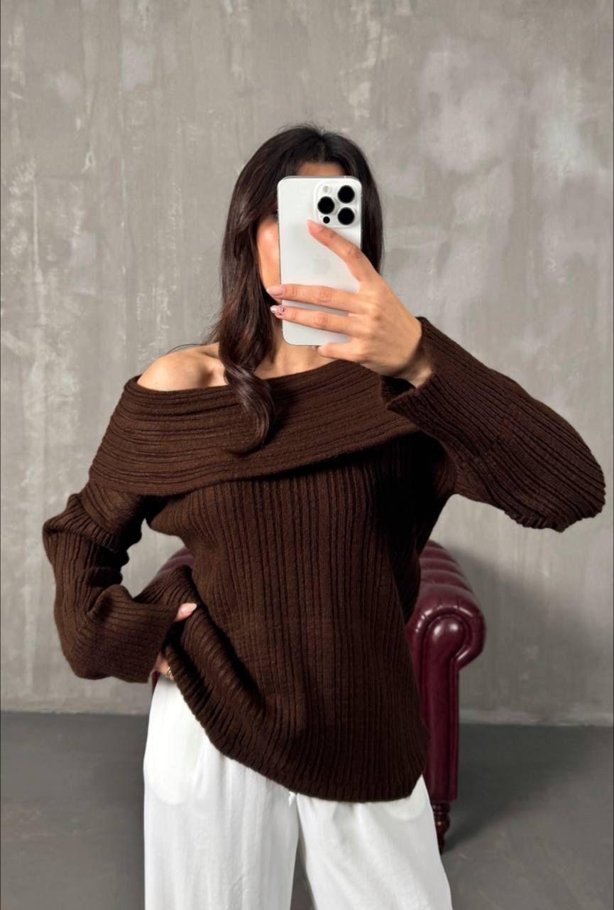 женский трикотажный свитер с открытыми плечами,модные свитера,свитер с открытыми плечами,вязаные свитера,вязаные джемпера