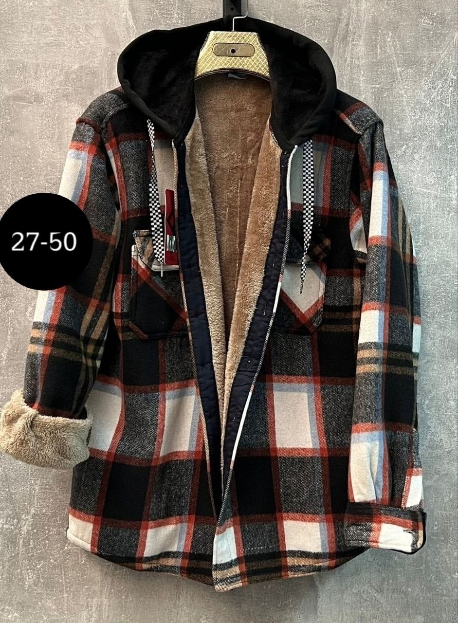 рубашка с капюшоном,теплая рубашка,рубашка на флисе,клетчатая куртка,рубашки на меху