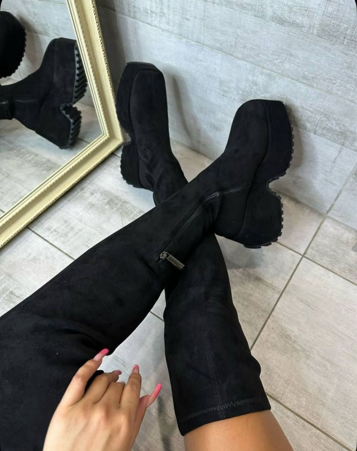 ботфорты зимние на каблуке и платформе,сапоги замшевые на платформе,ботфорты на платформе,сапоги ботфорты,