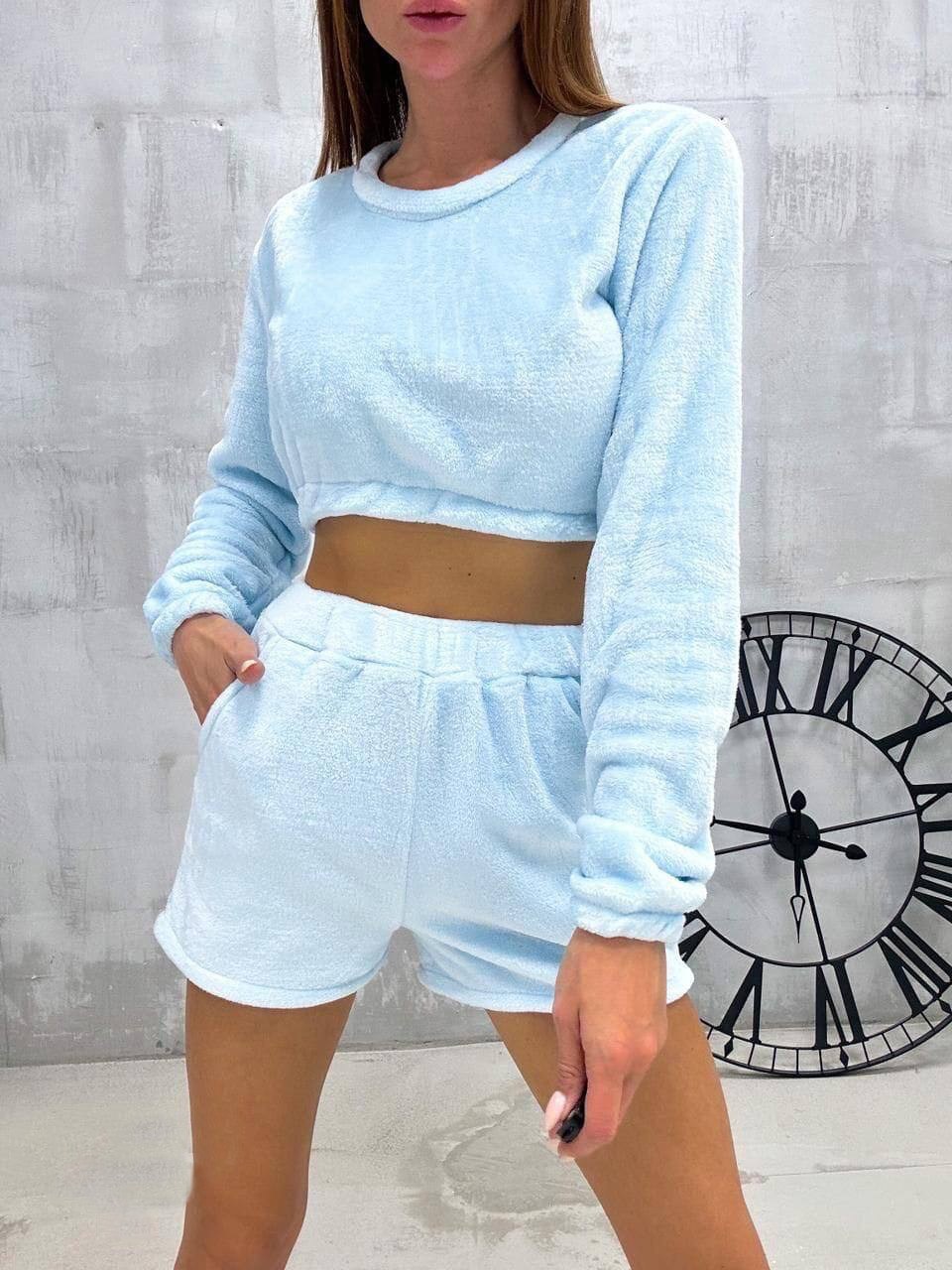 плюшевая пижама женская,плюшевая пижама,теплая пижама,одежда для подростка,милая голубая пижама