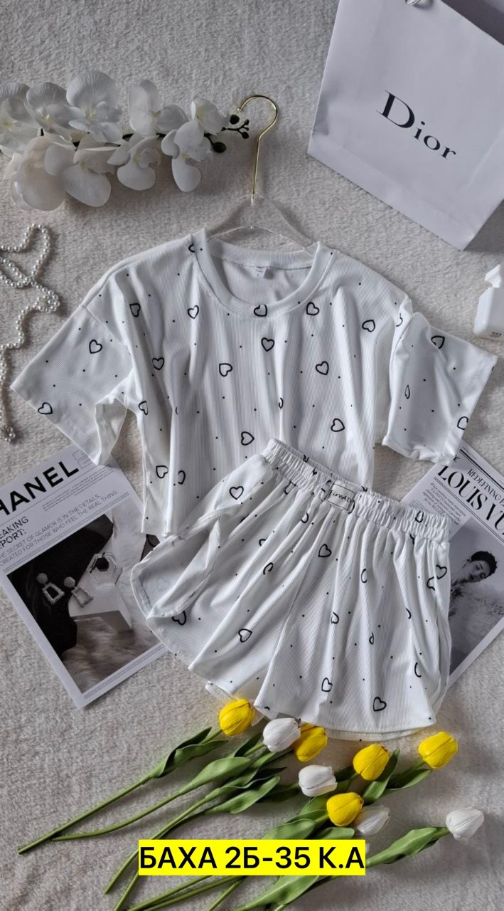 пижама с футболкой и шортами new st shop,женская пижама,пижама женская с шортам,комплект пижама,домашняя одежда пижама