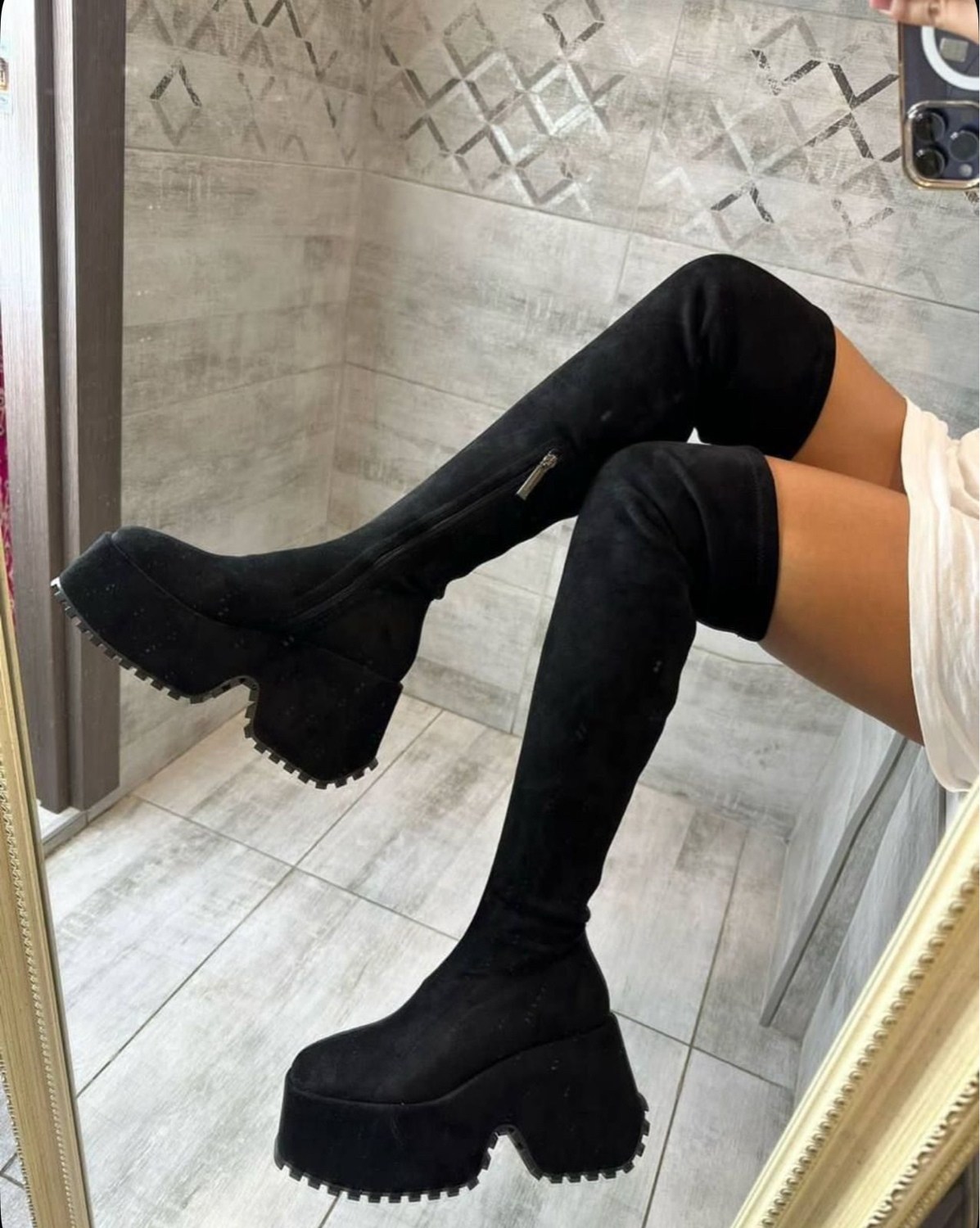 ботфорты зимние на каблуке и платформе,сапоги замшевые на платформе,ботфорты на платформе,сапоги ботфорты,