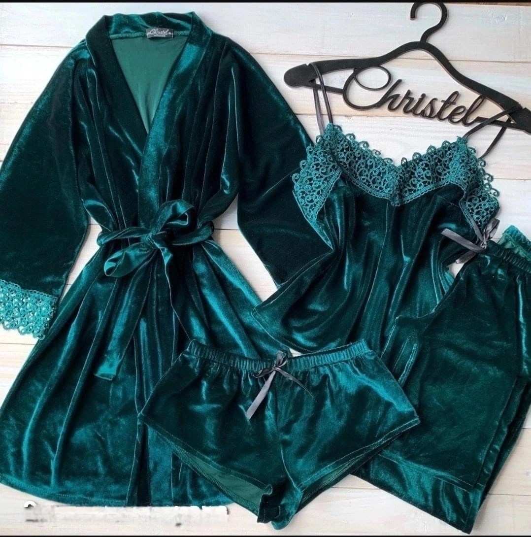 зеленая бархатная пижама,велюровый комплект,пижама комплект,пижама домашний одежда,халат из велюра