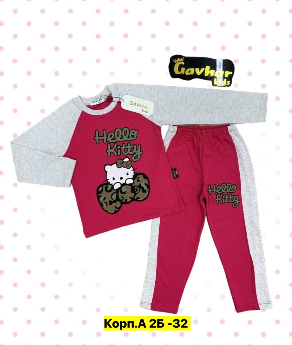 пижама для девочек,хелло китти пижама со штанами,‘hello kitty’ sleepwear set,костюм детский,детская пижама