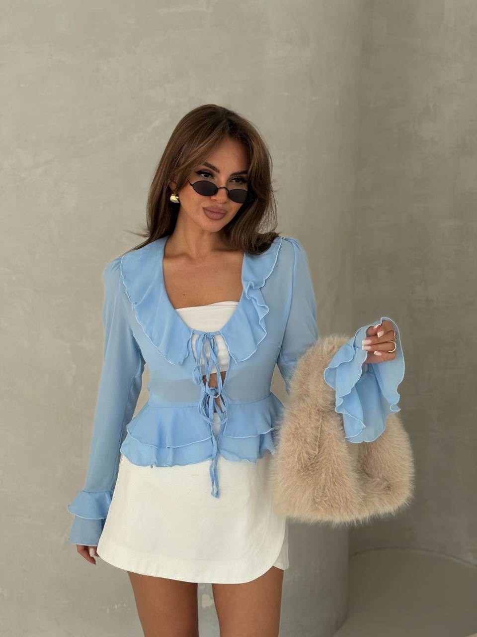 блузка с оборками,блузка с рюшами,модная блузка,шифоновая блузка,блузка с воланом