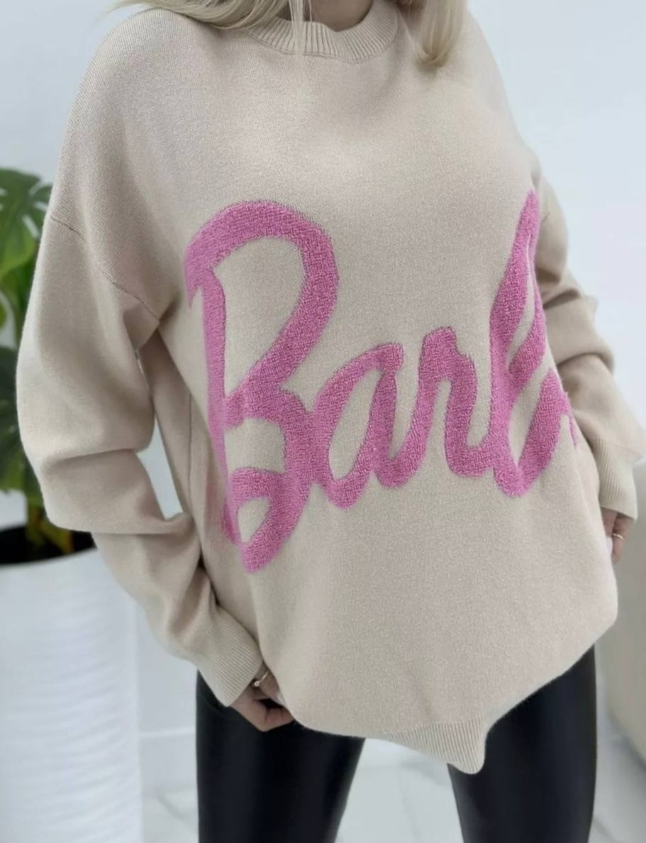 кофта свитер женский,кофта женская,свитер женский с принтом,стильная кофта,свитер с надписями барби