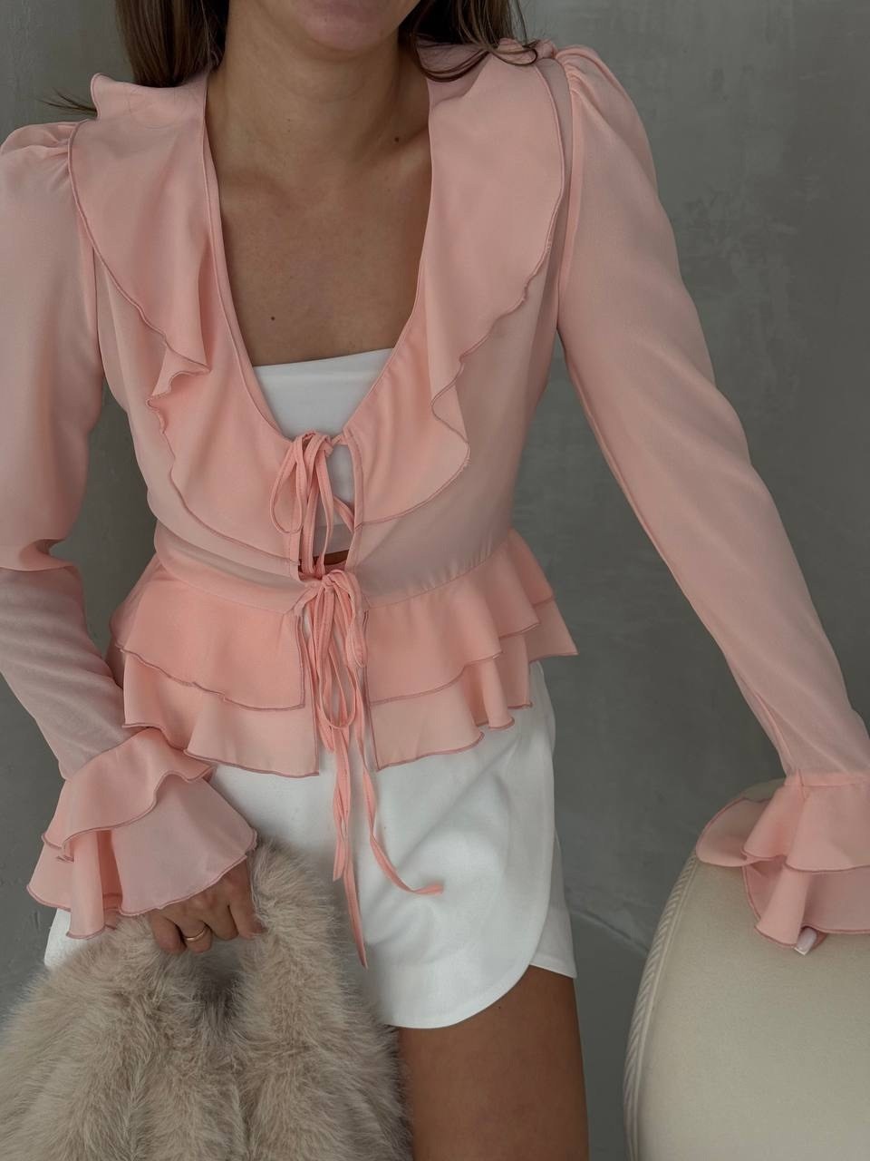 блузка с оборками,блузка с рюшами,модная блузка,шифоновая блузка,блузка с воланом