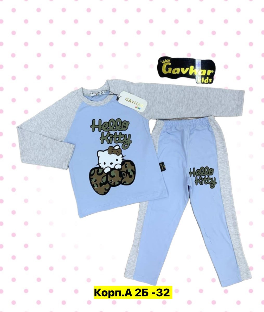 пижама для девочек,хелло китти пижама со штанами,‘hello kitty’ sleepwear set,костюм детский,детская пижама