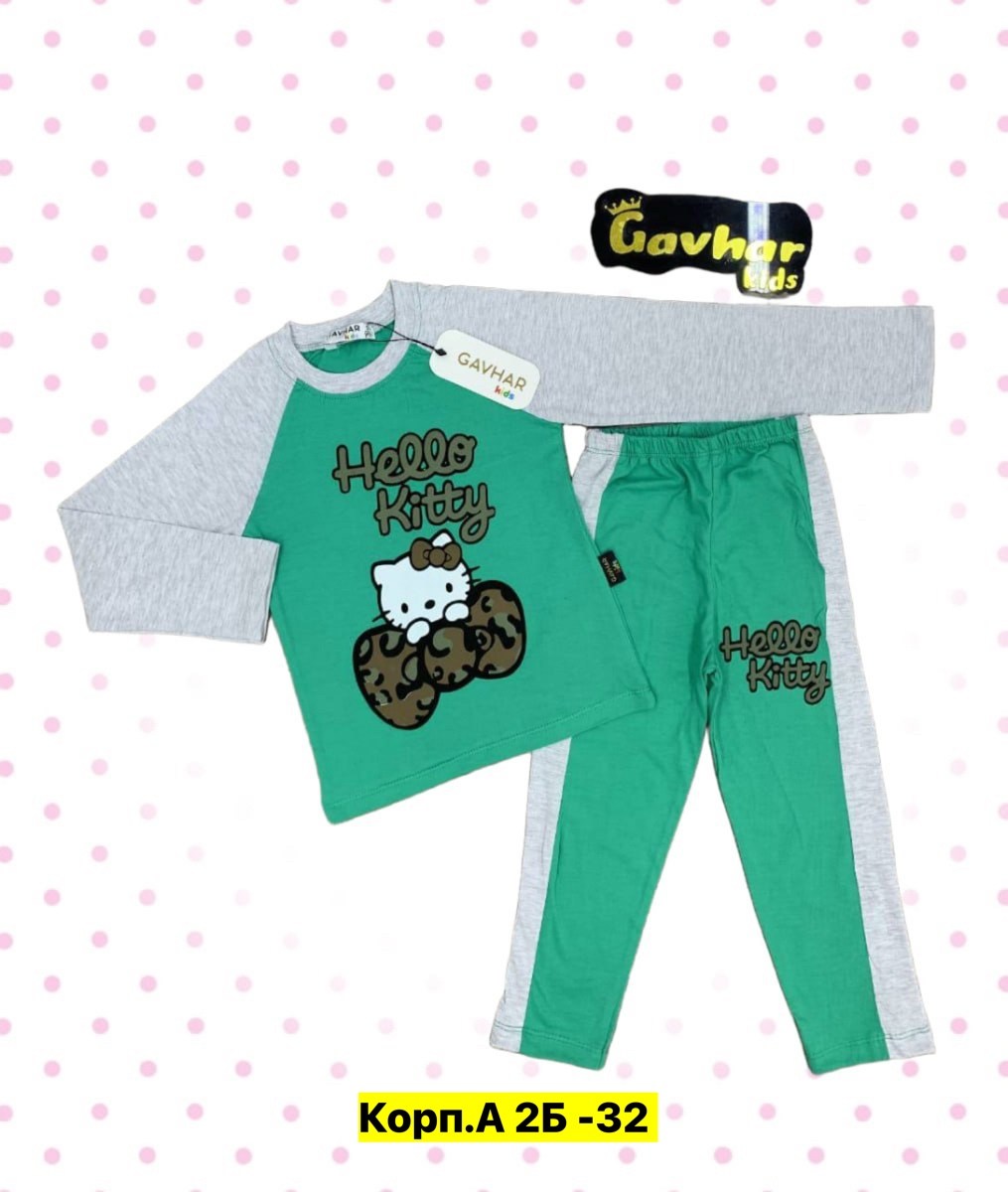 пижама для девочек,хелло китти пижама со штанами,‘hello kitty’ sleepwear set,костюм детский,детская пижама