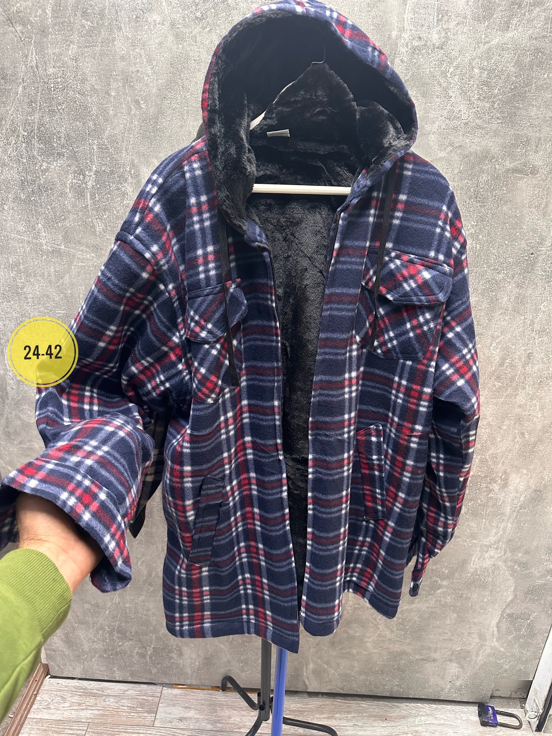 рубашка с капюшоном,рубашка теплая в клетку оверсайз,теплая рубашка,рубашка на меху,рубашка на флисе