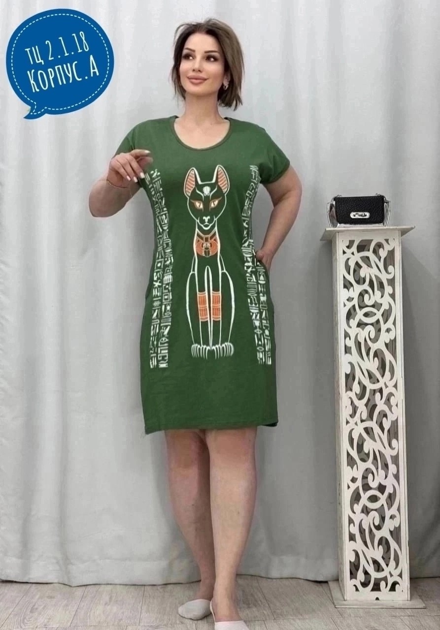 туника женская,туника платье,туника с кошкой,женская домашняя туника,туника платье больших размеров