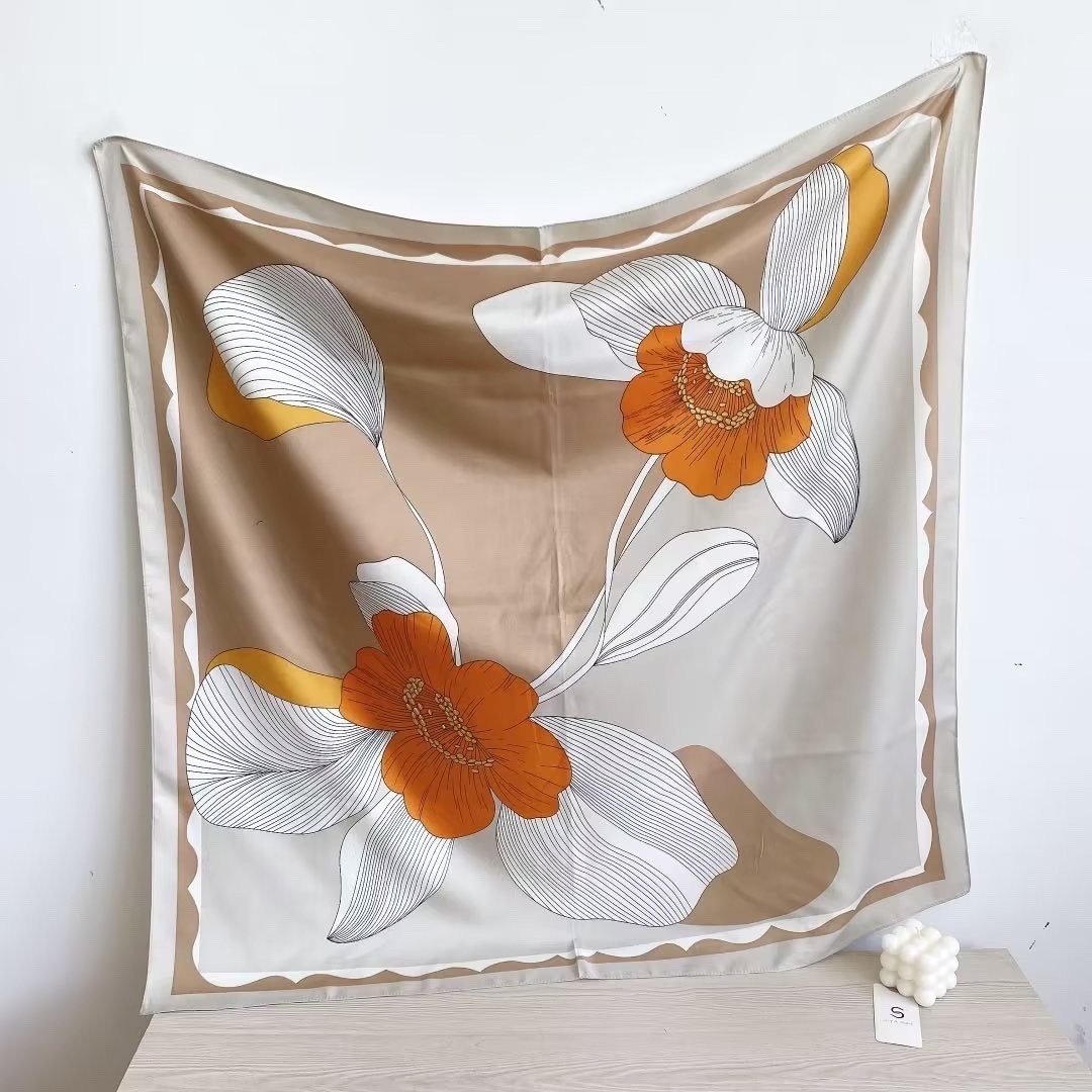 шарф женские,шелковый шарф,косынка шелковая с желтым на шею,женский шелковый шарф,платок шелковый модный