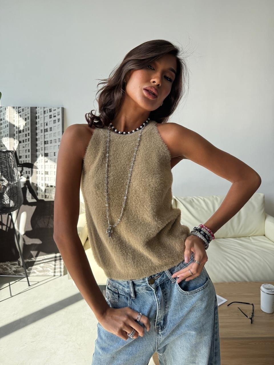 вязаные топы,вязаные жилеты,женские майки,майка топы