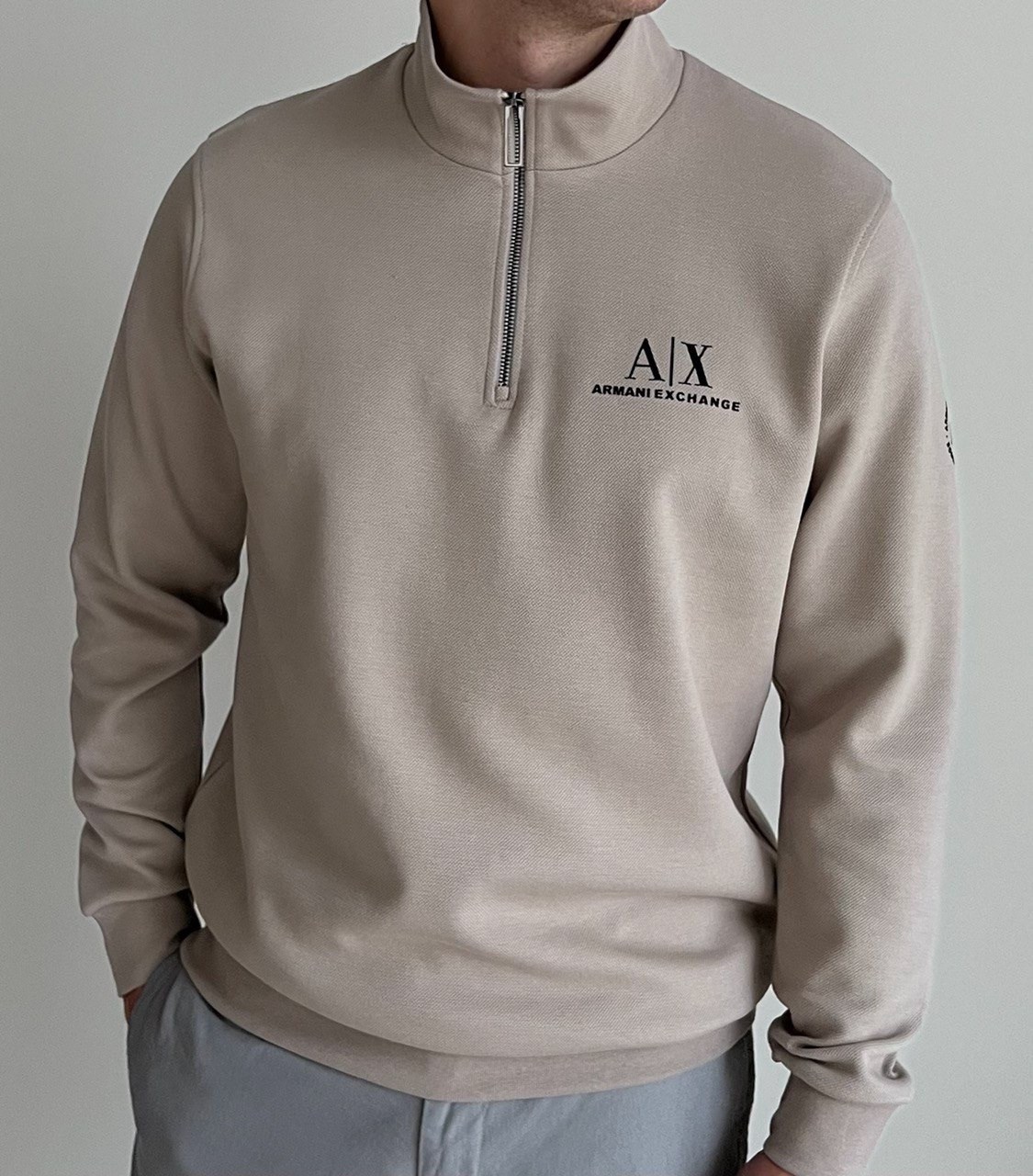 мужские свитшоты,бежевый свитшот,толстовка armani exchange,свитшот мужская,хлопковая толстовка armani exchange