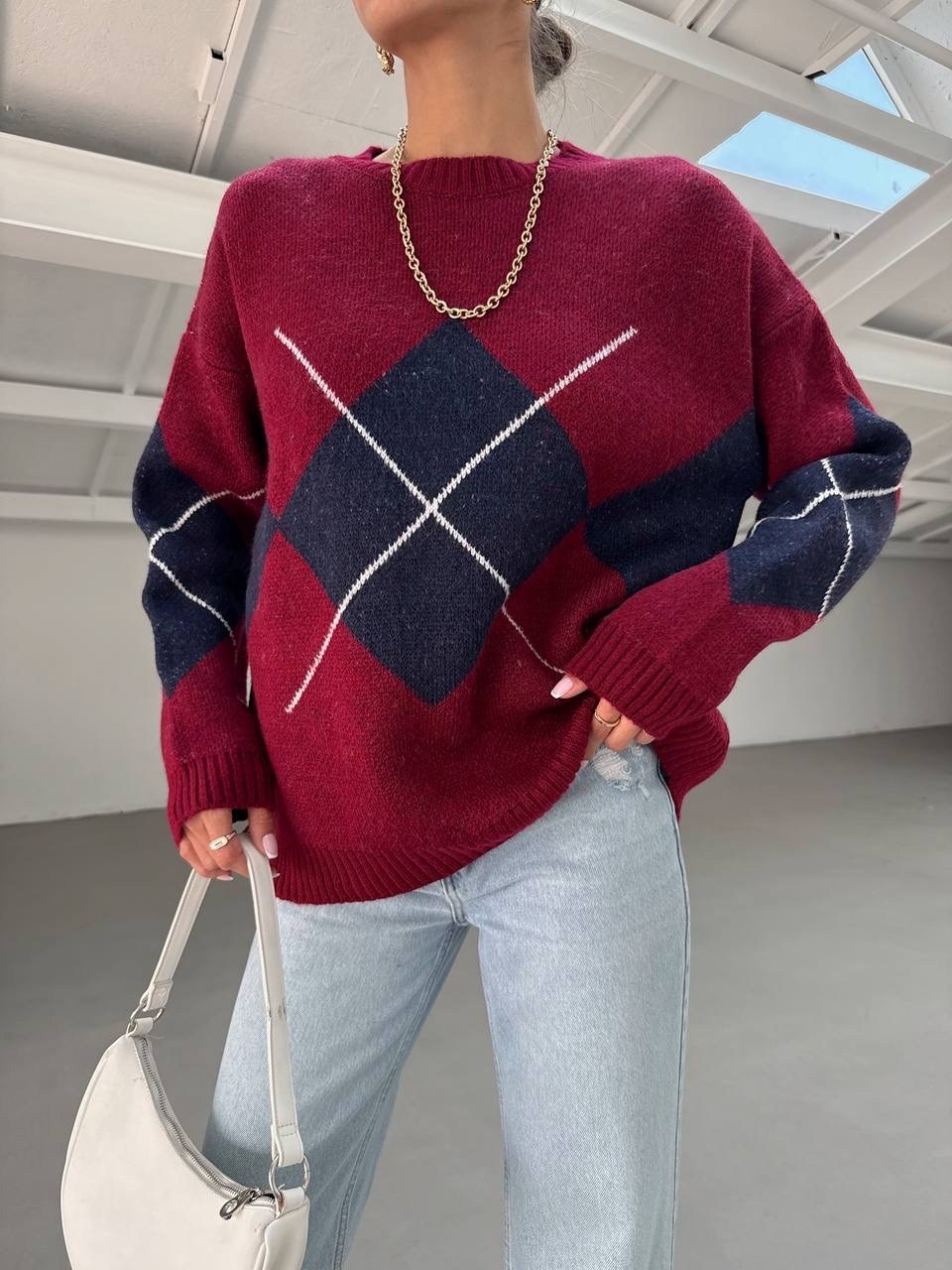 свитер,зимний свитер,свитер в клетку,пуловеры