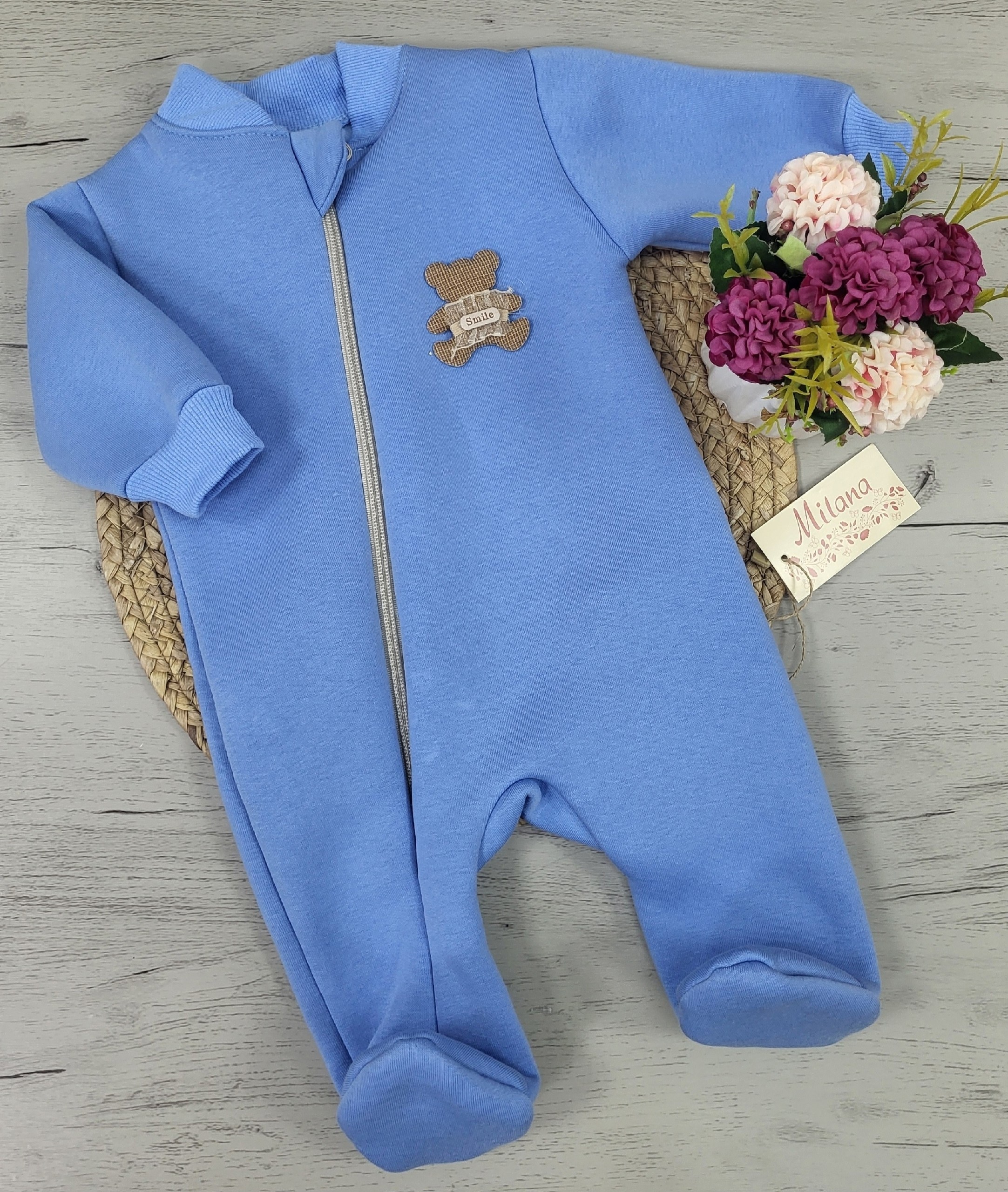 комбинезон слип карапузик голубой,комбинезон для новорожденного,комбинезон детский,комплект комбинезон,комбинезон нательный для новорожденных