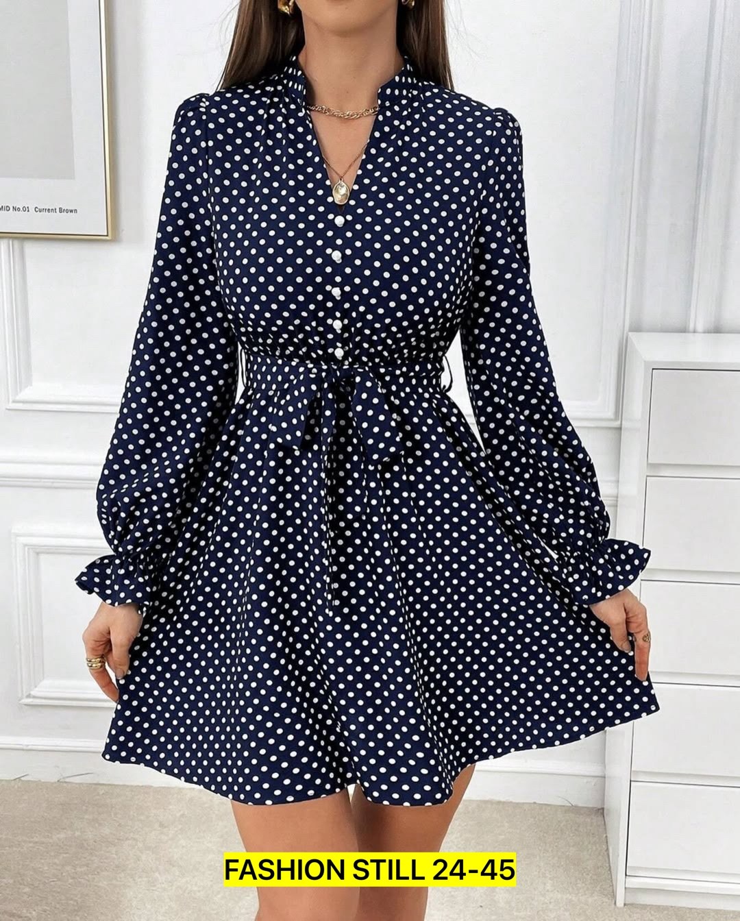 платье женское в горошек,платье в горошек,платье женская,приталенное платье,платье с длинным рукавом в горошек