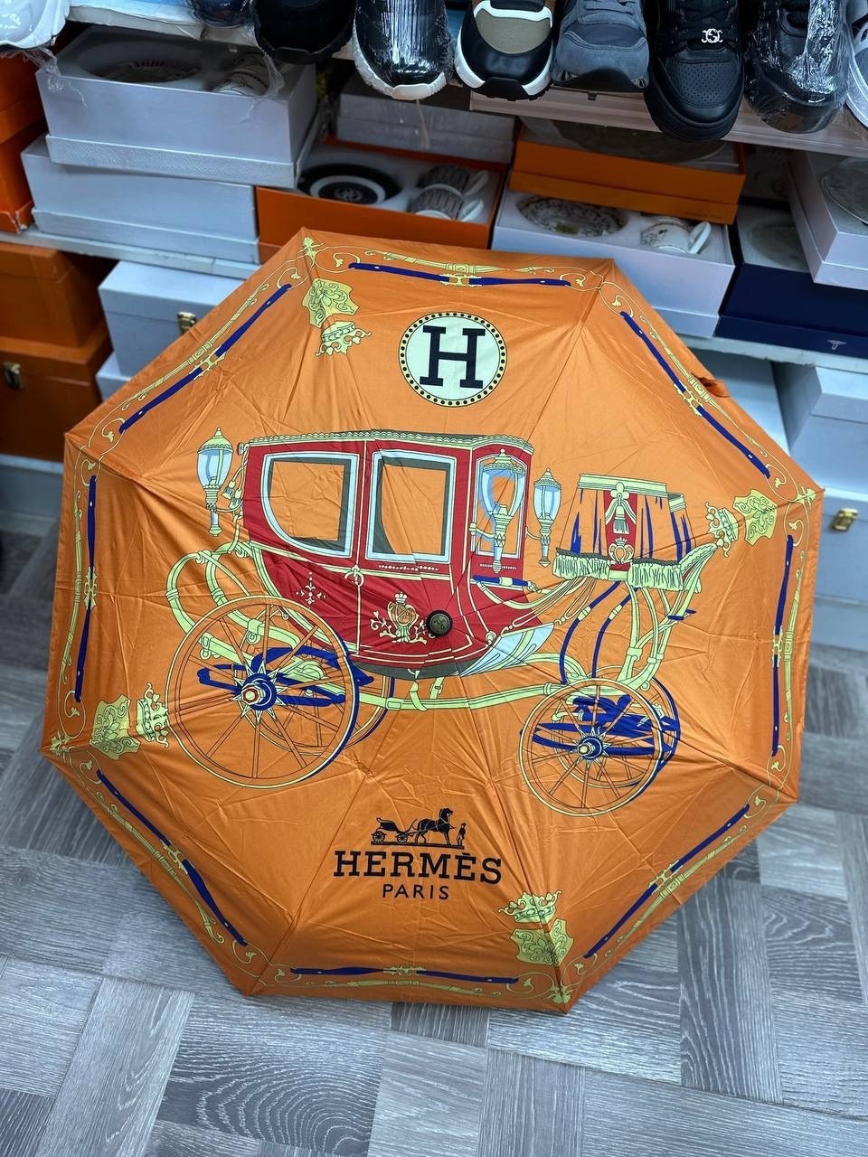 зонт hermes,зонтик гермес,зонт,зонт полный автомат,зонт 3 сложения