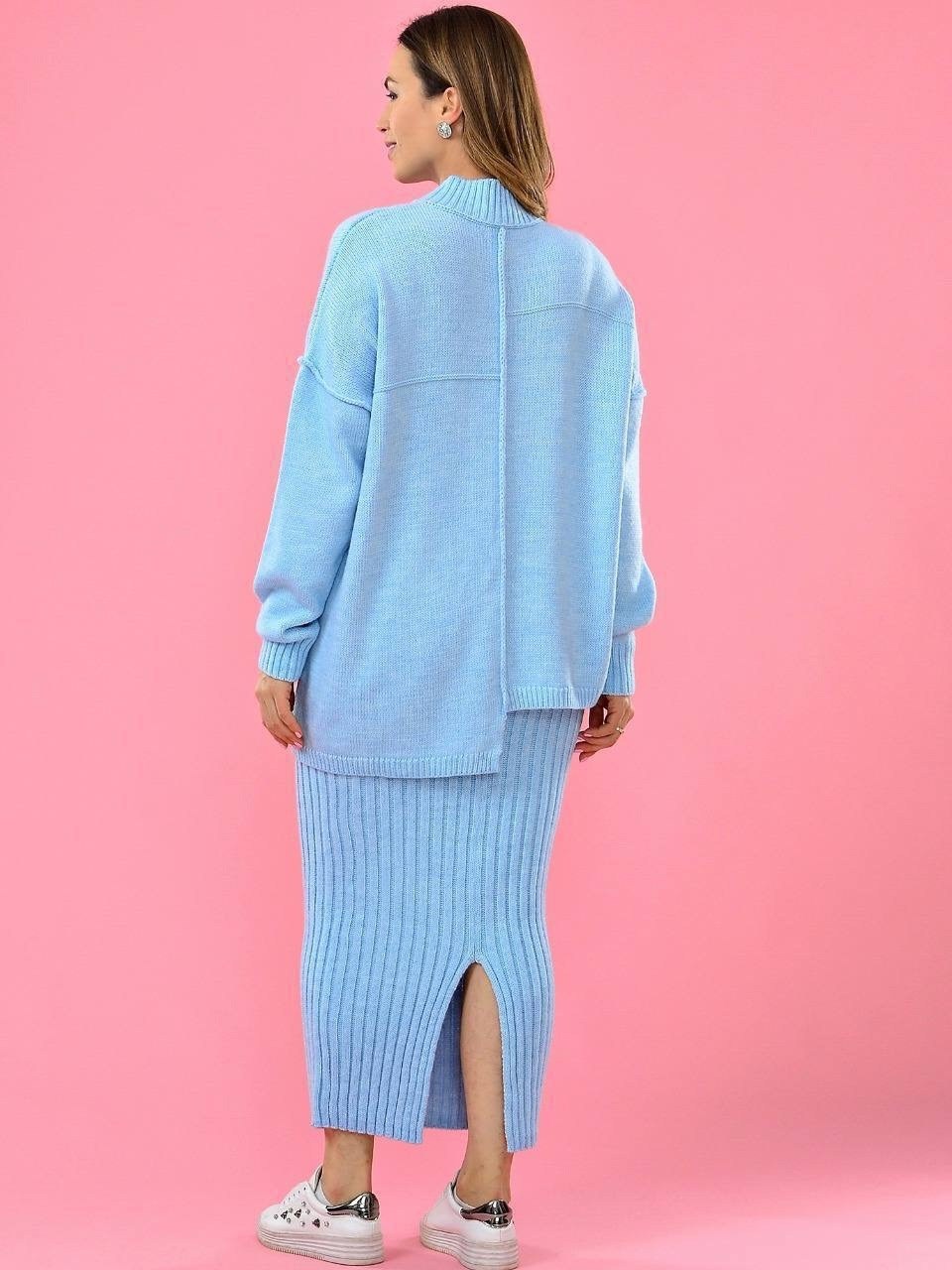 трикотажные костюмы с юбкой,костюмы трикотажные,костюм женский синий,вязаный костюм с юбкой,женские костюмы