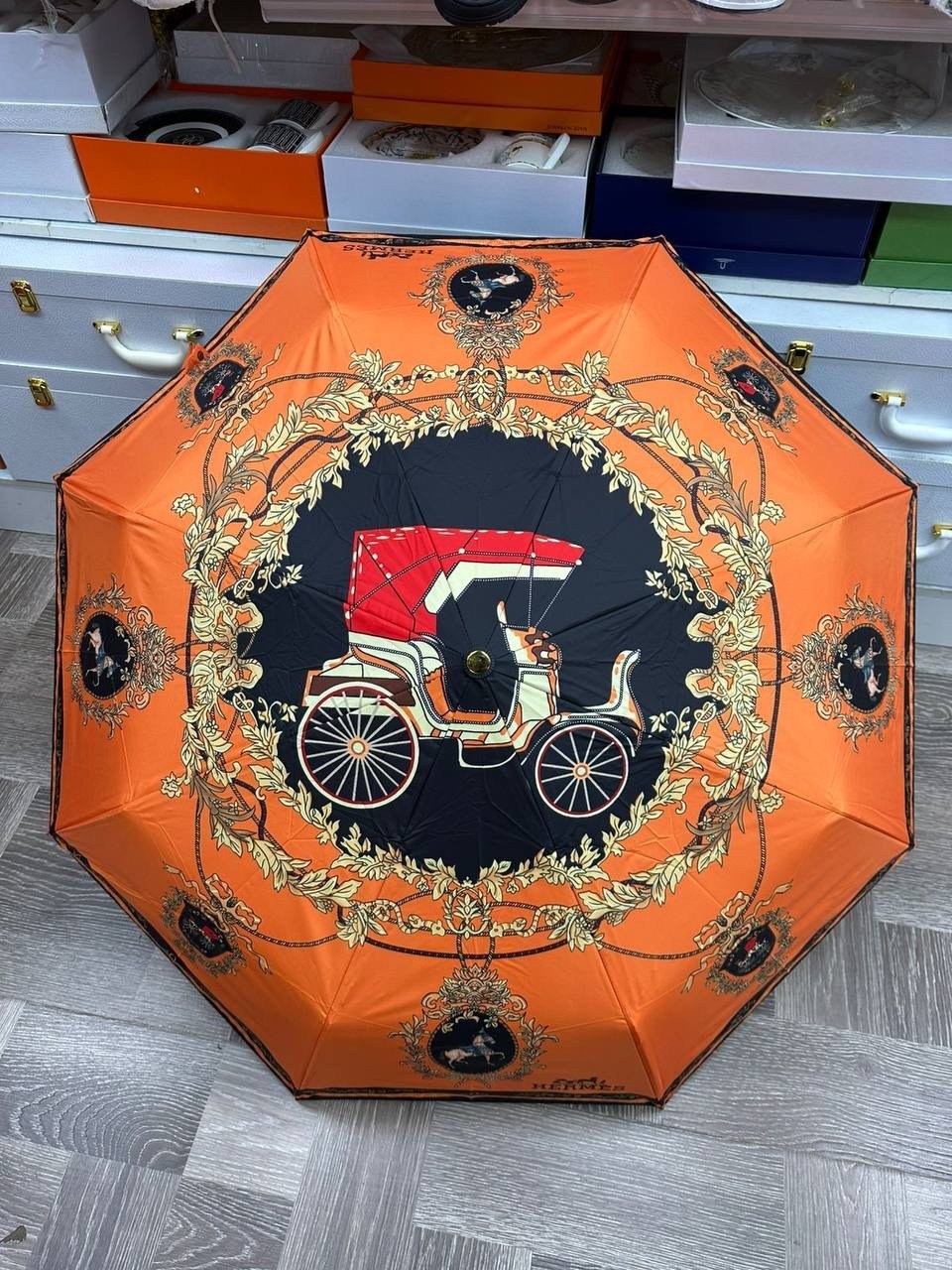 зонтик гермес,зонт hermes,зонт,брендовый зонт,зонт полный автомат