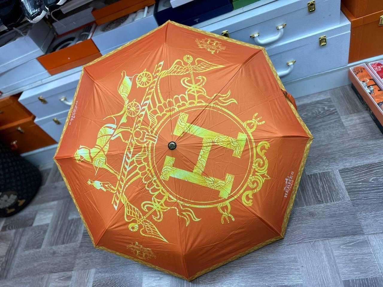 зонт hermes,зонтик гермес,зонт,зонт полный автомат,зонт 3 сложения