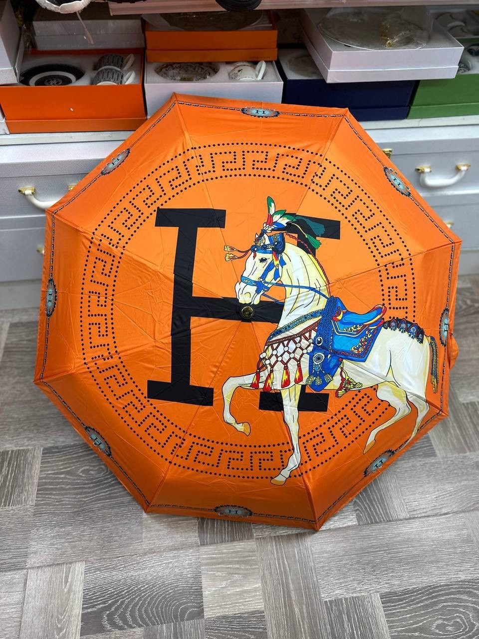 зонт hermes,зонтик гермес,зонт,зонт полный автомат,зонт 3 сложения