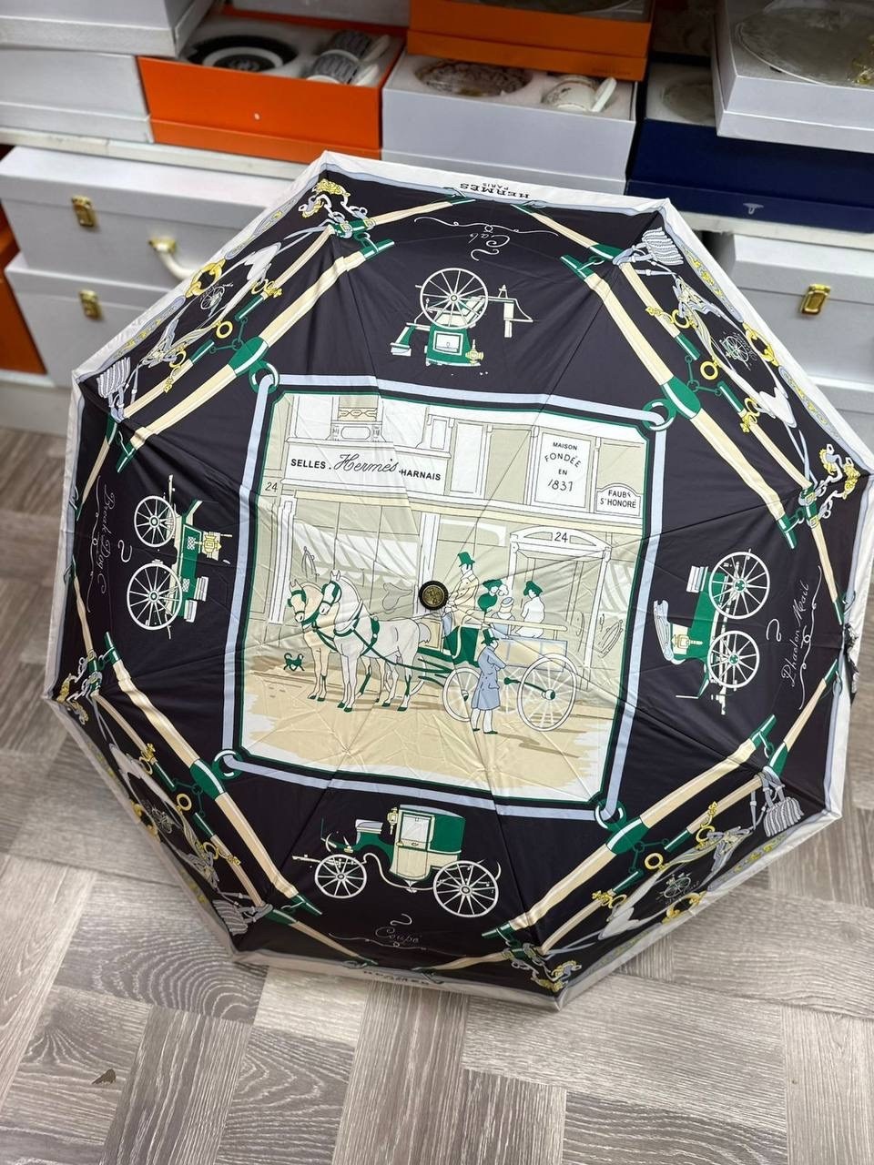 зонтик гермес,зонт hermes,зонт,брендовый зонт,зонт полный автомат