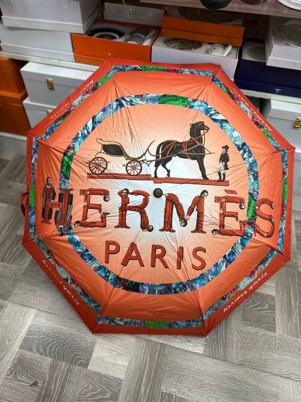 зонт hermes,зонтик гермес,зонт,зонт полный автомат,зонт 3 сложения