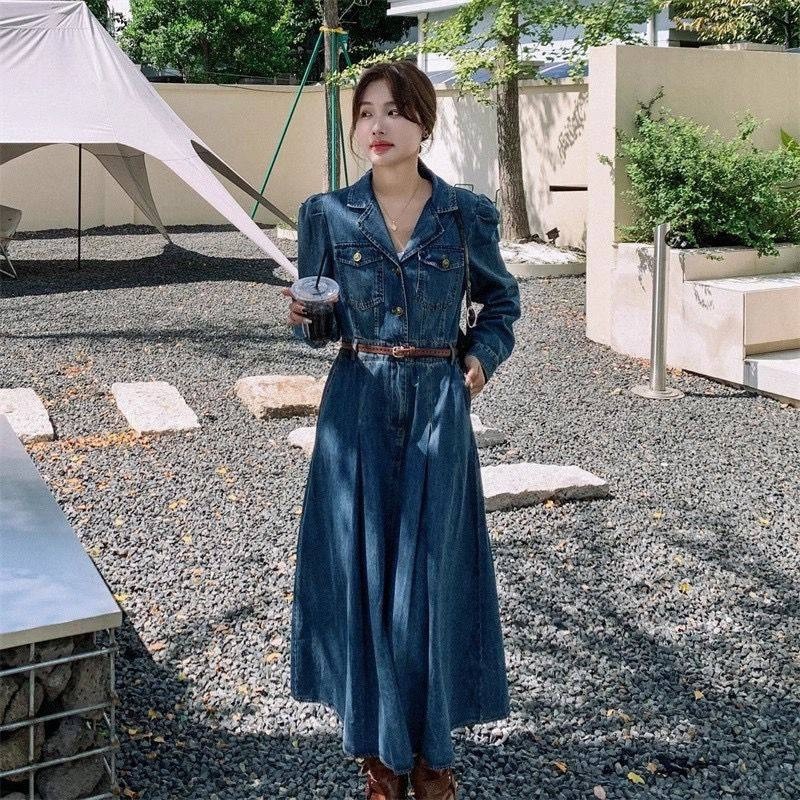 женское джинсовое платье,женское джинсовое платье с длинным рукавом,длинное джинсовое платье,джинсовая платье,женское джинсовое платье с высокой талией