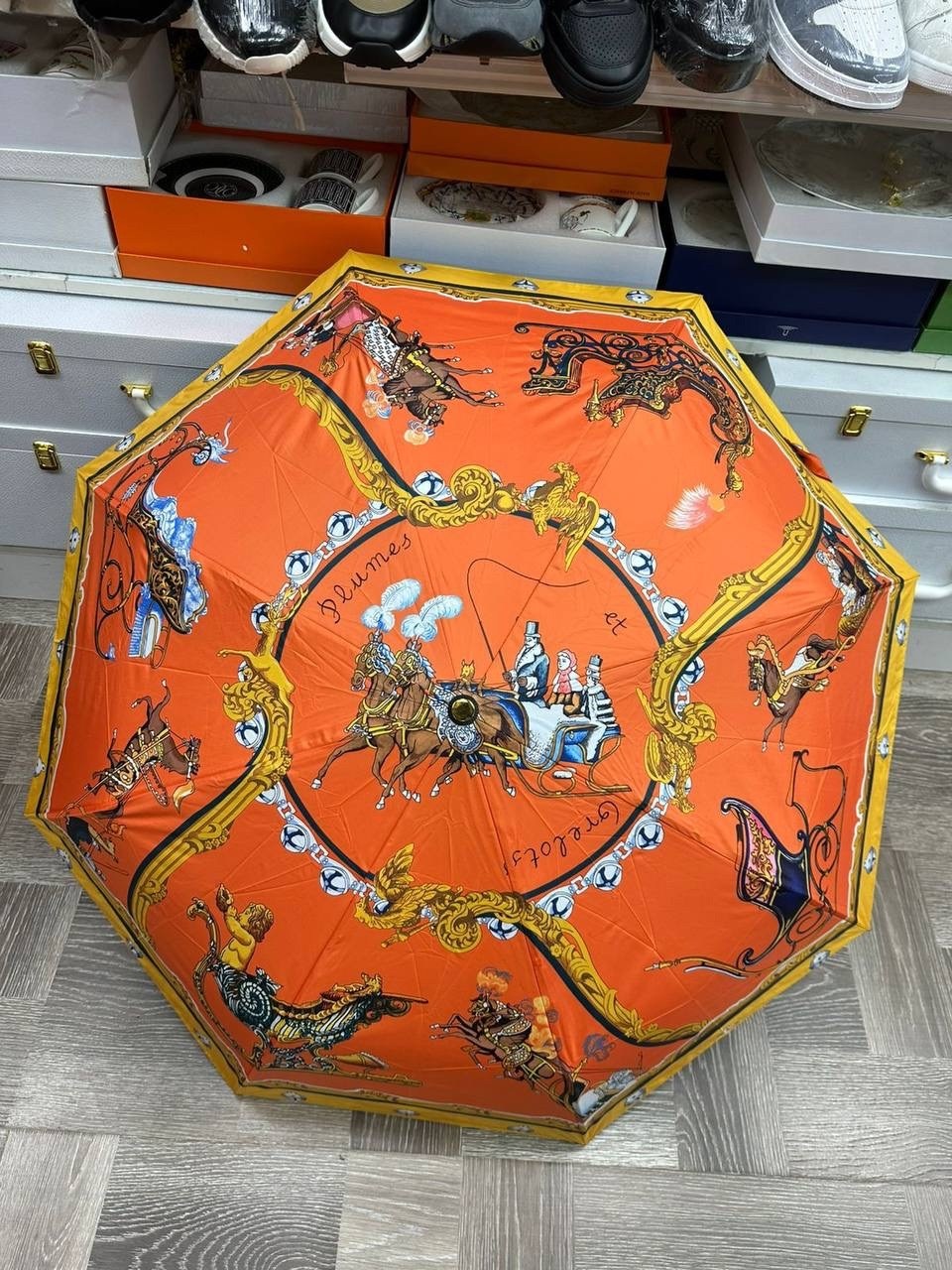 зонтик гермес,зонт hermes,зонт,брендовый зонт,зонт полный автомат