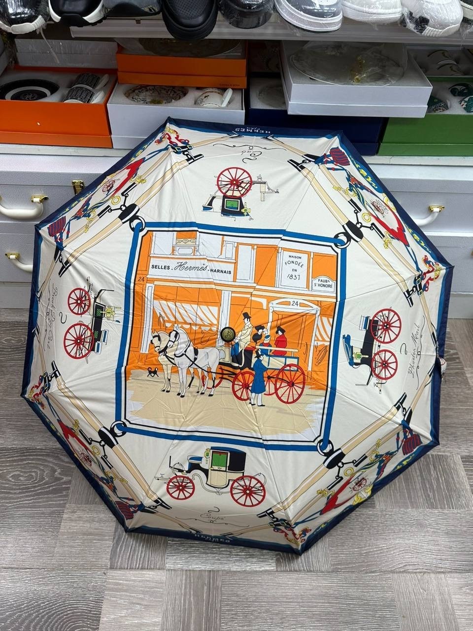 зонтик гермес,зонт hermes,зонт,брендовый зонт,зонт полный автомат