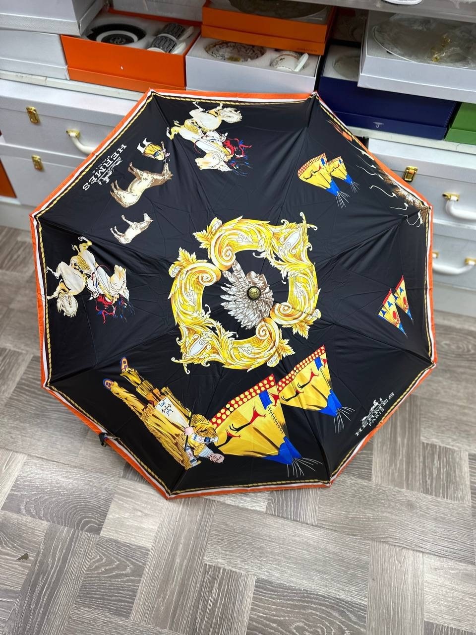 зонт hermes,зонтик гермес,зонт,зонт полный автомат,зонт 3 сложения