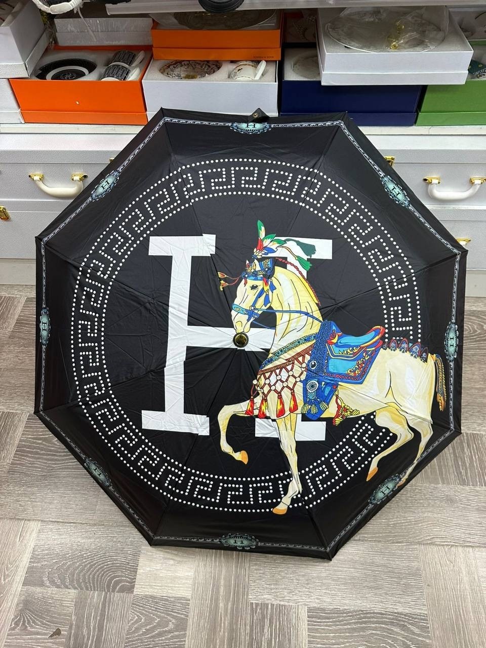 зонтик гермес,зонт hermes,зонт,брендовый зонт,зонт полный автомат