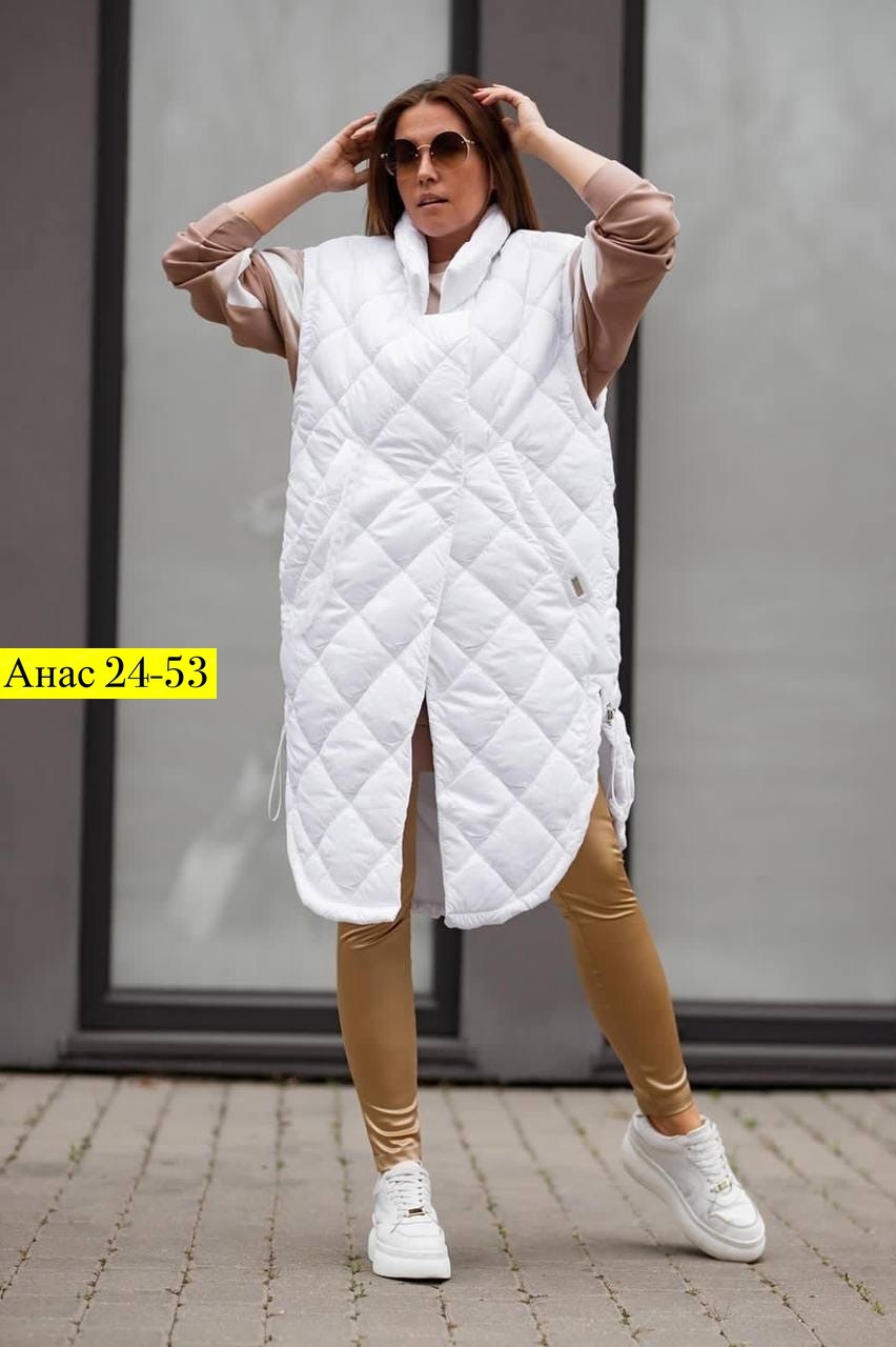 длинная жилетка стеганная женская размер 56-58,жилетка удлиненная,жилетка женская удлиненная,жилет на синтепоне,жилетка женская