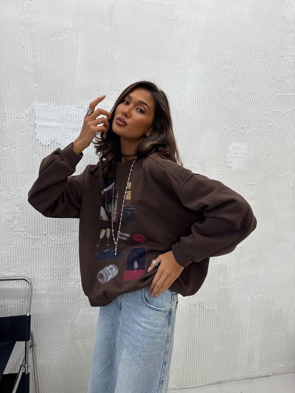 свитшот женская,повседневный свитшот,свитшот,толстовка оверсайз,свитшот с принтом