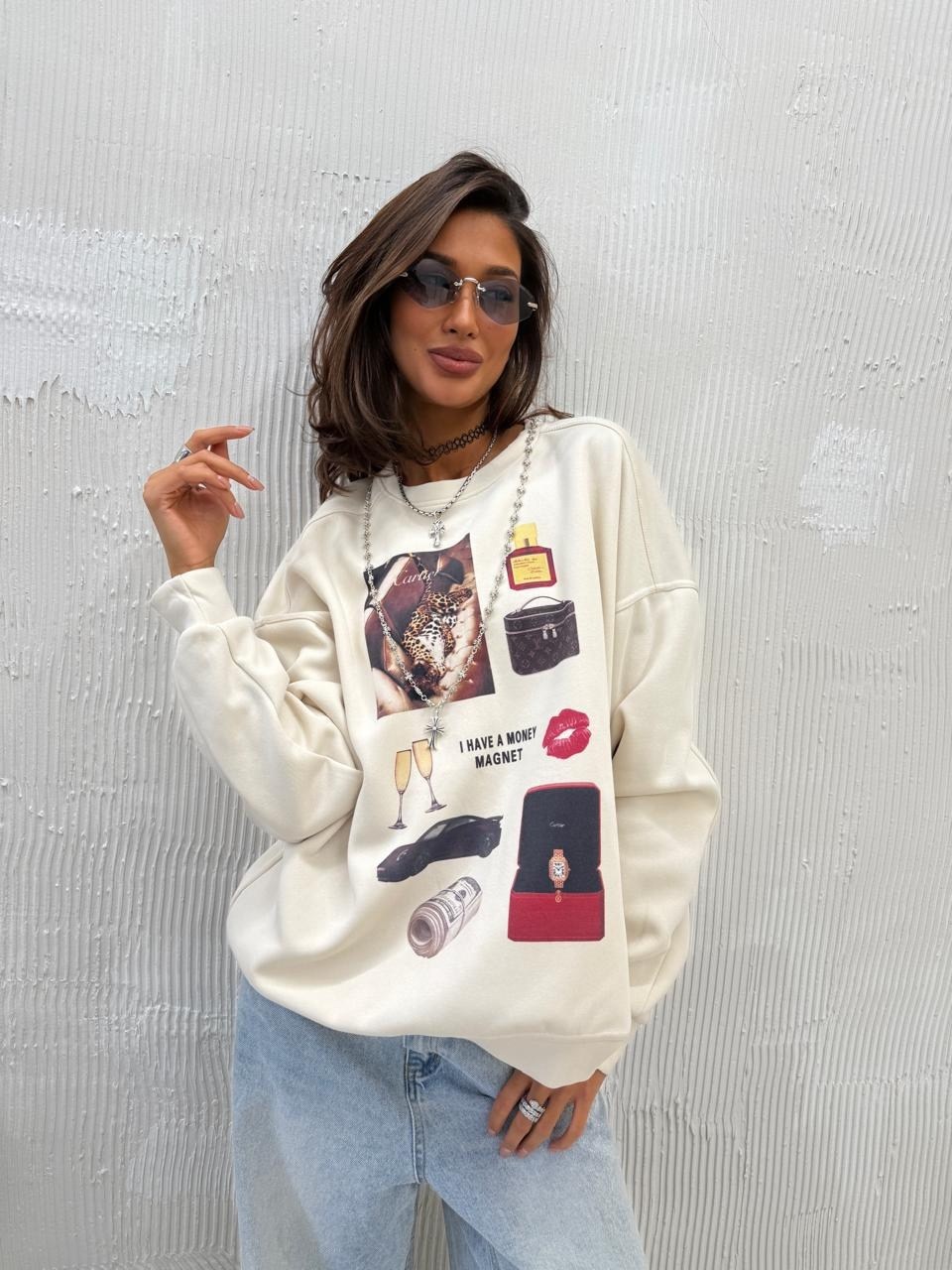 свитшот женская,повседневный свитшот,свитшот,толстовка оверсайз,свитшот с принтом