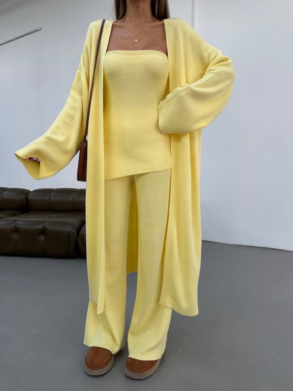 трикотажный костюм с кардиганом,костюмы трикотажные,длинный кардиган,коричневый кардиган,кардиган