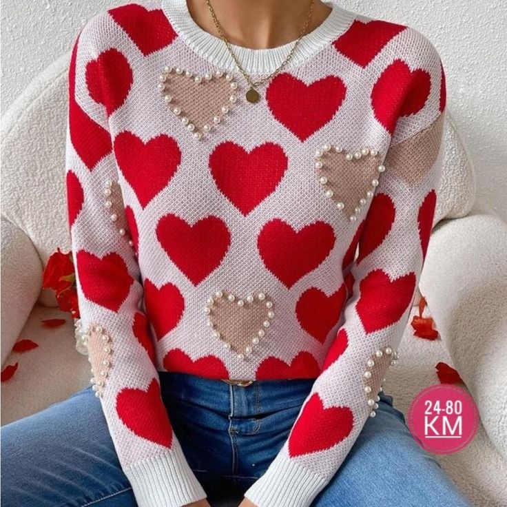 свитера женские,женский вязаный свитер,модные свитера,свитер с сердечками,свитер