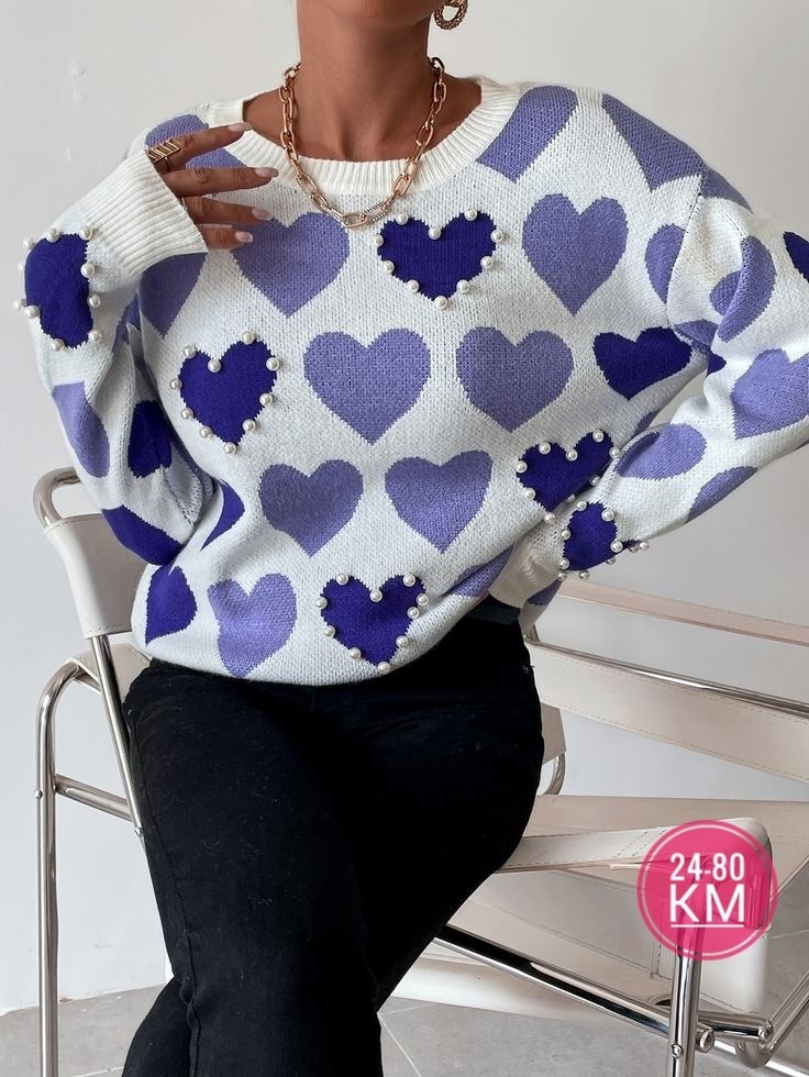 свитера женские,женский вязаный свитер,модные свитера,свитер с сердечками,свитер