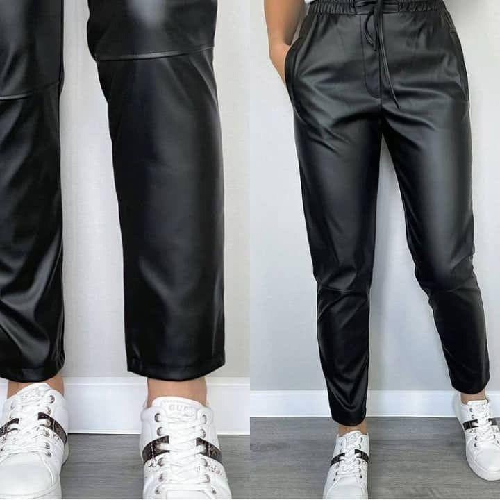 брюки из экокожи женские,брюки женские кожаные на резинке,брюки эко кожа,брюки женские экокожа,брюки экокожа с разрезом